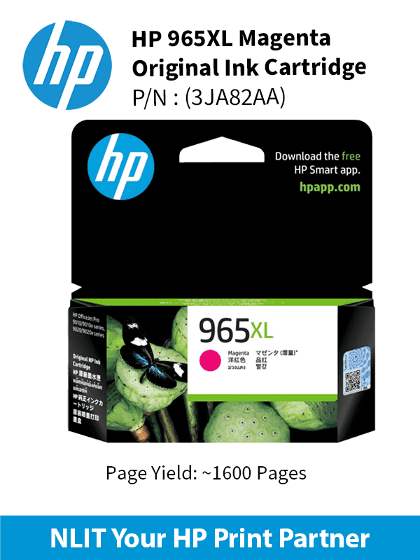 HP 965XL Magenta Original Ink Cartridge :1,600 pgs : 3JA82AA