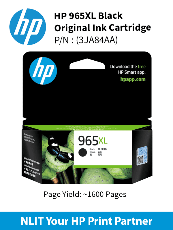 HP 965XL Black Original Ink Cartridge : 2,000 pgs : 3JA84AA
