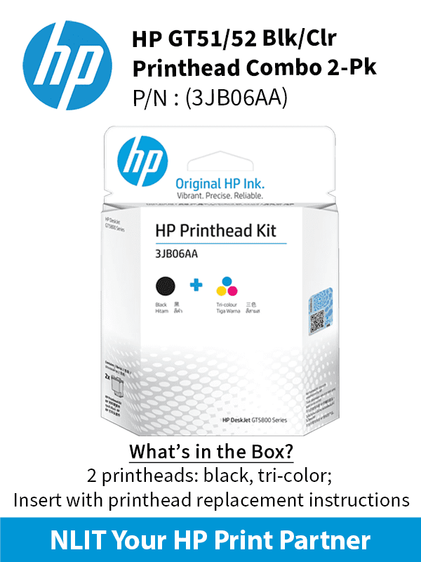 HP GT51/52 Blk/Clr Printhead Combo 2-Pk : 3JB06AA