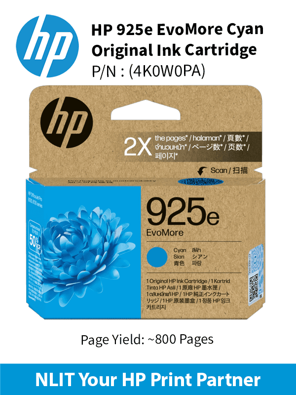 HP 925e EvoMore Cyan Original Ink Cartridge