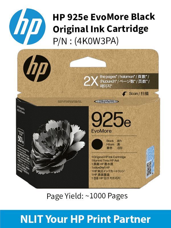 HP 925e EvoMore Black Original Ink Cartridge