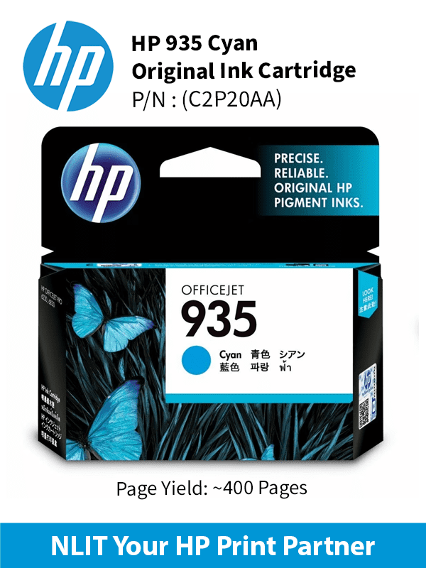 HP 935 Cyan Ink Cartridge : 400pgs : C2P20AA