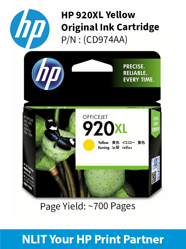 HP 920XL Yellow Officejet Ink Cartridge : 700 pgs : CD974AA