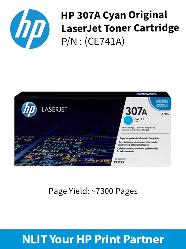HP Original Toner : HP 307A Cyan : 7300pgs : CE741A : 2 Yrs Warranty CE741A