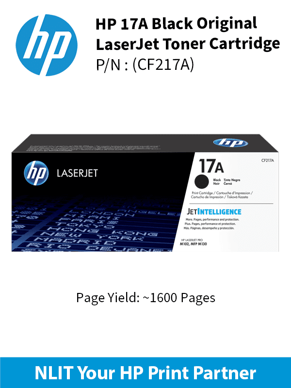 HP 17A Black laserJet Toner : 1600pgs : CF217A