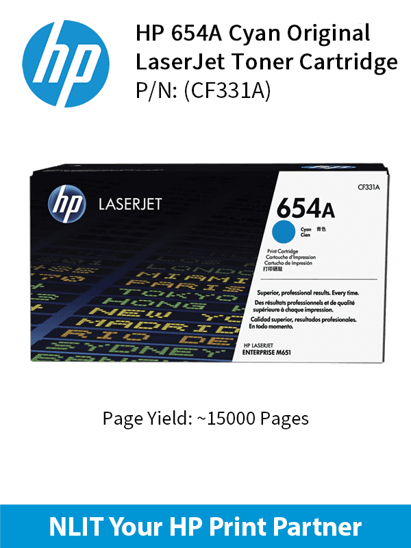 HP 654A Cyan LaserJet Toner Cartridge