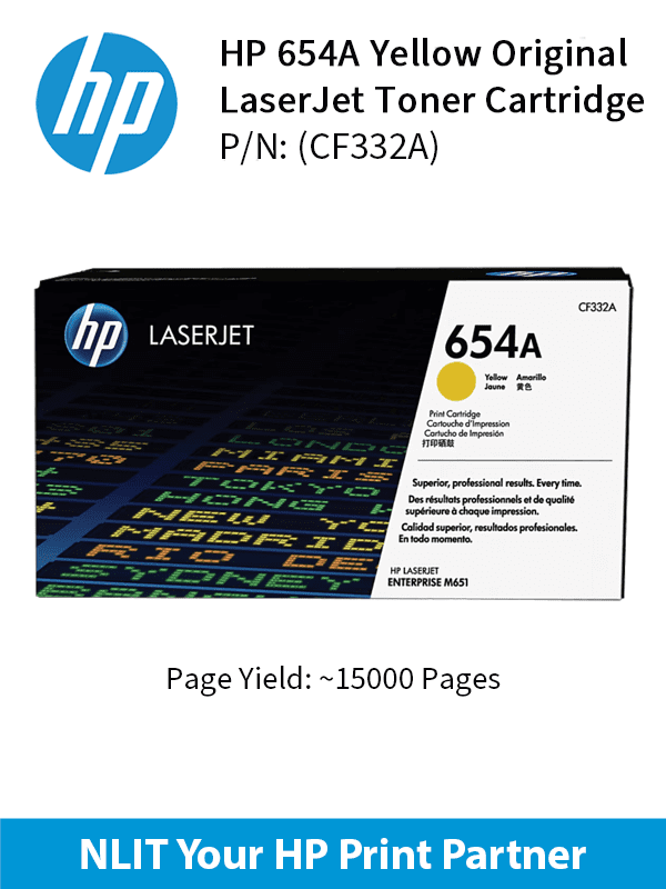 HP 654A Yellow LaserJet Toner Cartridge