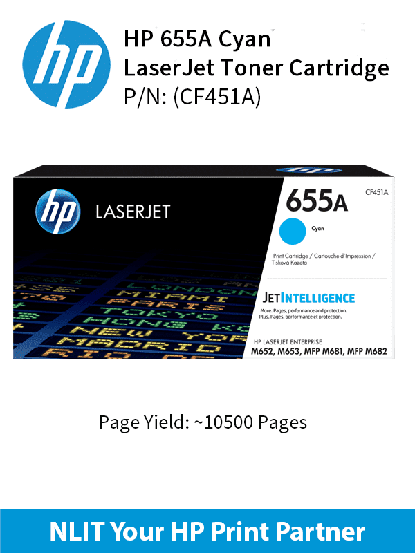HP 655A Cyan Original LaserJet Toner Cartridge