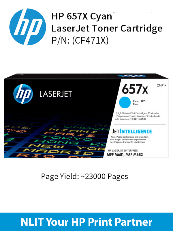 HP 657X Cyan Original LaserJet Toner Cartridge