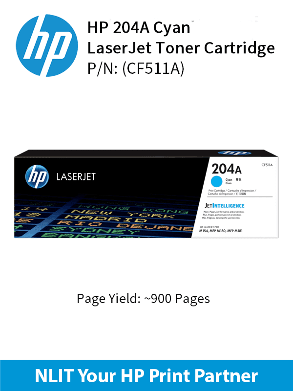 HP 204A Cyan Laserjet Toner : 900pgs : CF511A