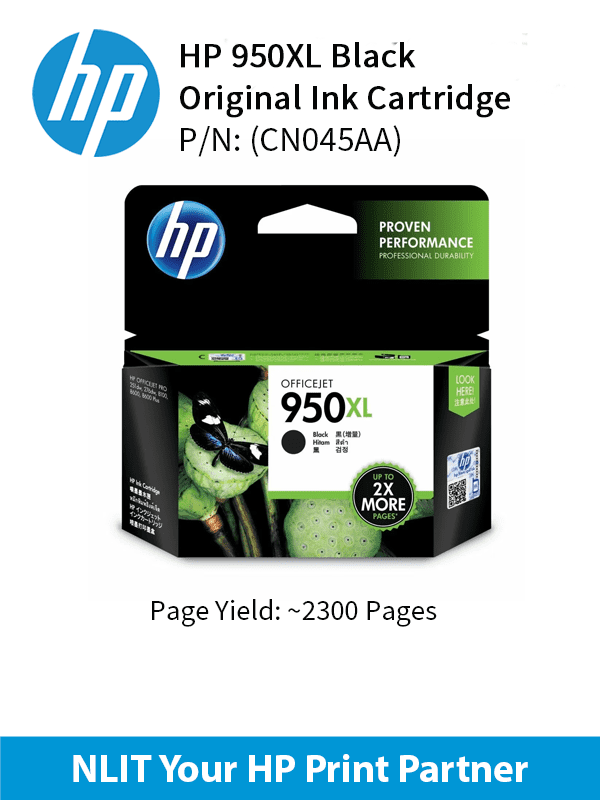HP Original Cartridges : HP 950XL Black : Hight Yield : 2300pgs :  CN045AA