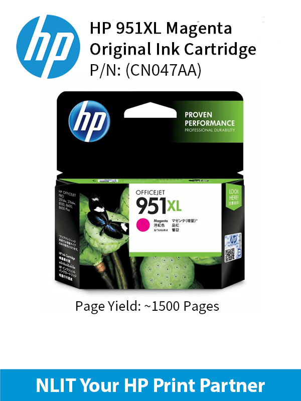 HP Original Cartridges : HP 951XL Magenta : Hight Yield : 1500pgs :  CN047AA