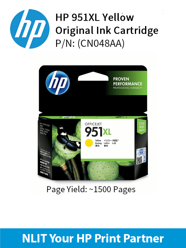 HP Original Cartridges : HP 951XL Yellow : Hight Yield : 1500pgs :  CN048AA