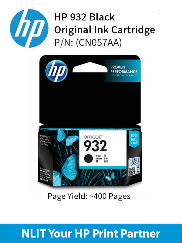HP 932 Black Officejet Ink Cartridge : 400 pgs : CN057AA