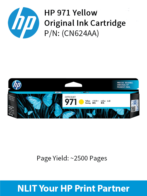 HP 971 Yellow Ink Cartridge 500pgs CN624AA
