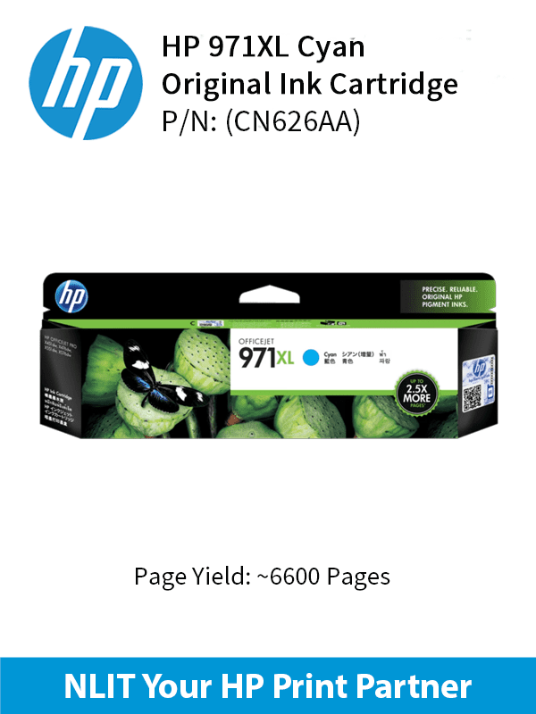 HP 971XL Cyan Ink Cartridge 6600pgs CN626AA