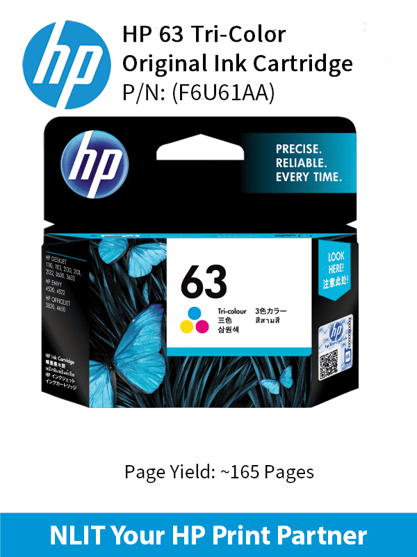 HP 63 Tri-color Ink Cartridge