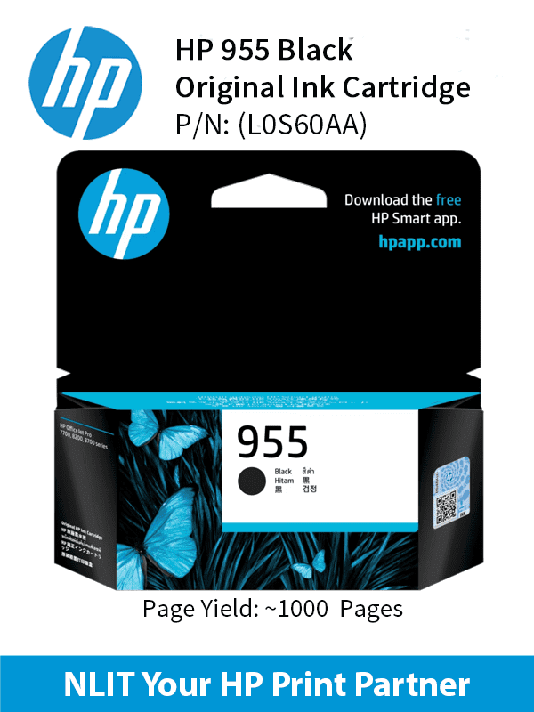HP Original Cartridges : HP 955 Black : Standard : 1000pgs :  L0S60AA