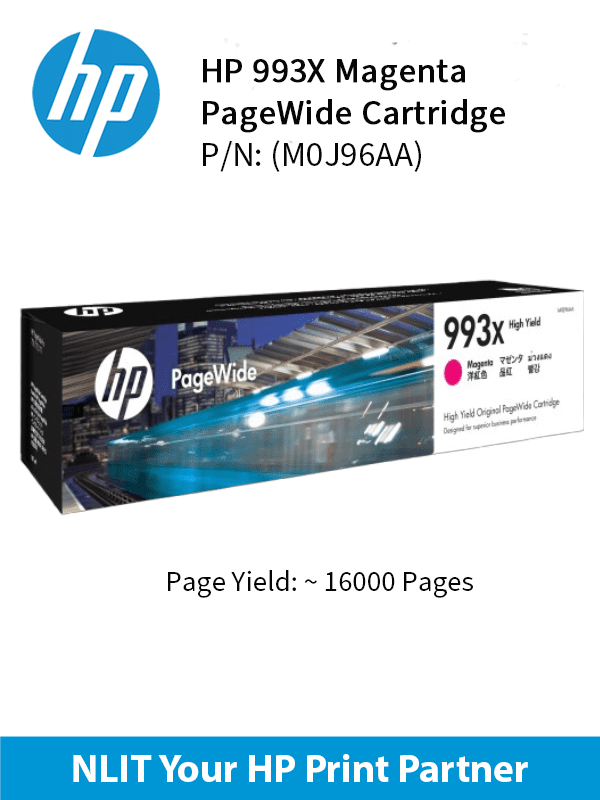 HP Original Cartridges : HP 993X Magenta : Std : 16,000pgs : M0J96AA M0J96AA