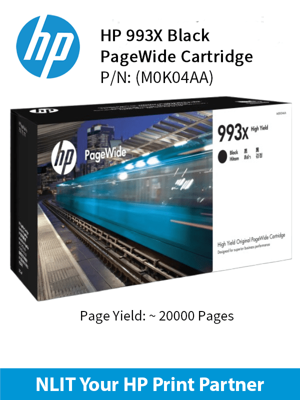HP Original Cartridges : HP 993X Black : Std : 20,000pgs : M0K04AA M0K04AA
