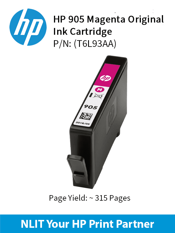 HP 905 Magenta Original Ink Cartridge : 300 pgs : T6L93AA