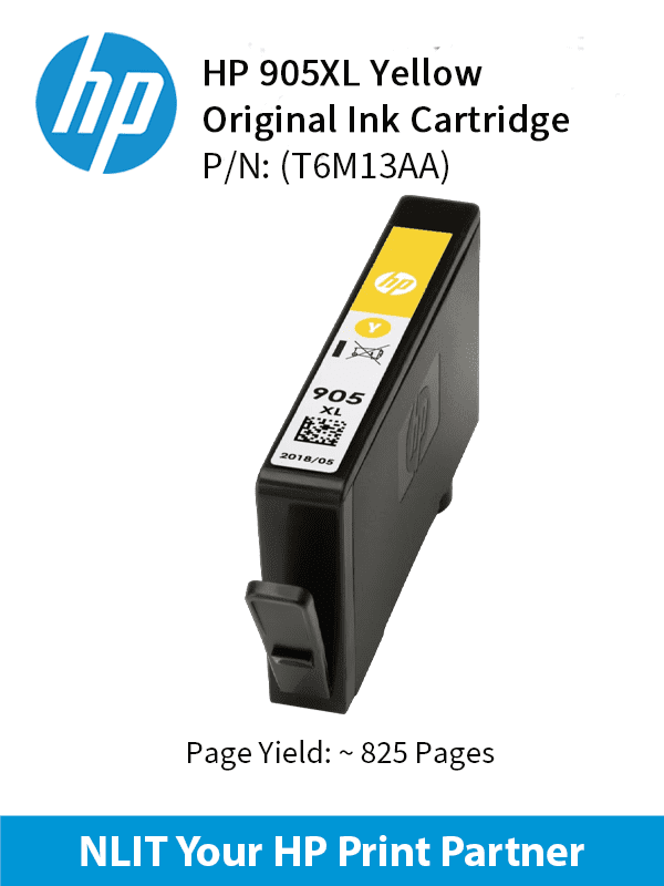 HP 905XL Yellow Original Ink Cartridge : 415 pgs : T6M13AA