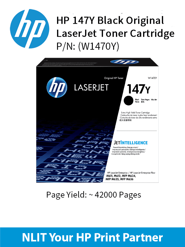 HP Original Toner : HP 147Y Black : 42000pgs : W1470YC : 2 Yrs Warranty