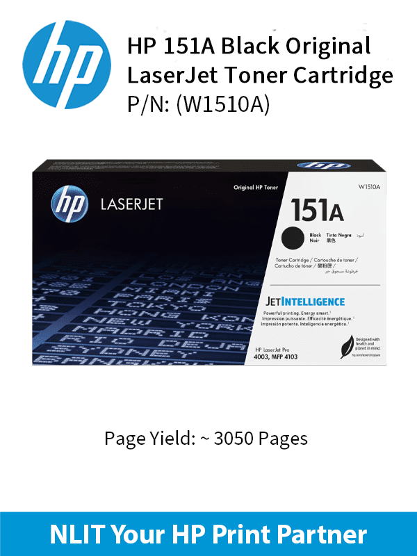 HP Original Toner : HP 151A Black  : 3050pgs : 2 Yrs Warranty W1510A