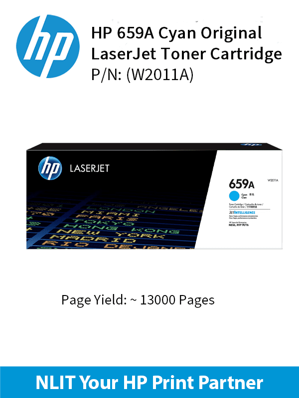 HP Original Toner : HP 659A Cyan : 13000pgs : W2011A : 2 Yrs Warranty W2011A