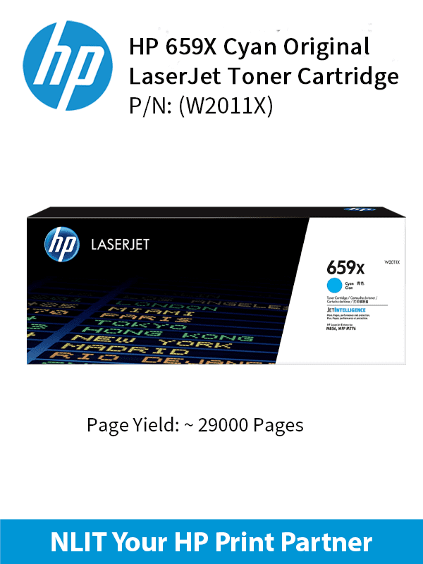 HP Original Toner : HP 659X Cyan : 29000pgs : W2011X : 2 Yrs Warranty W2011X