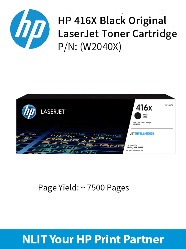 HP Original Toner : HP 416X Black : Large : 7,500pgs : W2040X : 2 Years Direct HP Warranty