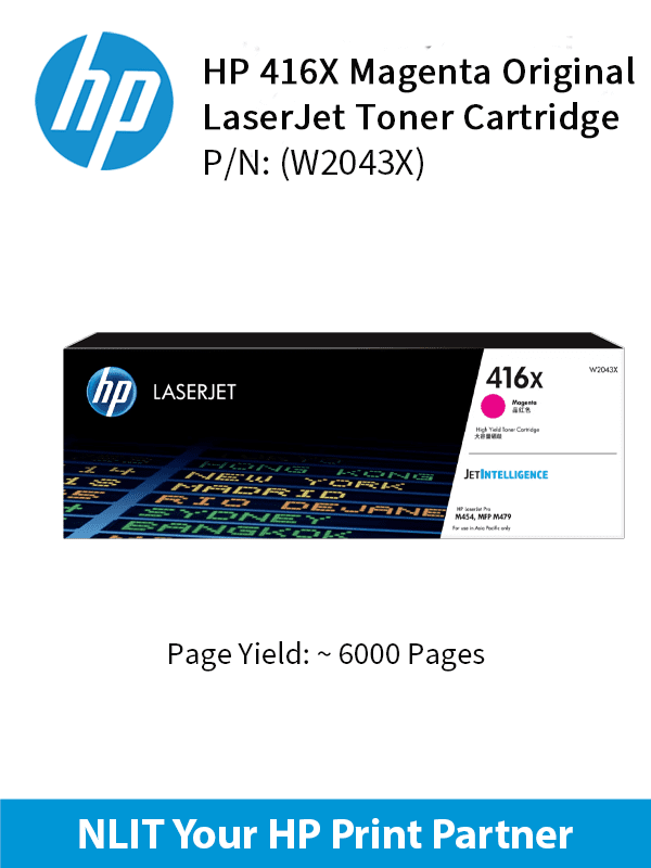 HP Original Toner : HP 416X  Magenta : Large : 6,000pgs : W2043X : 2 Years Direct HP Warranty