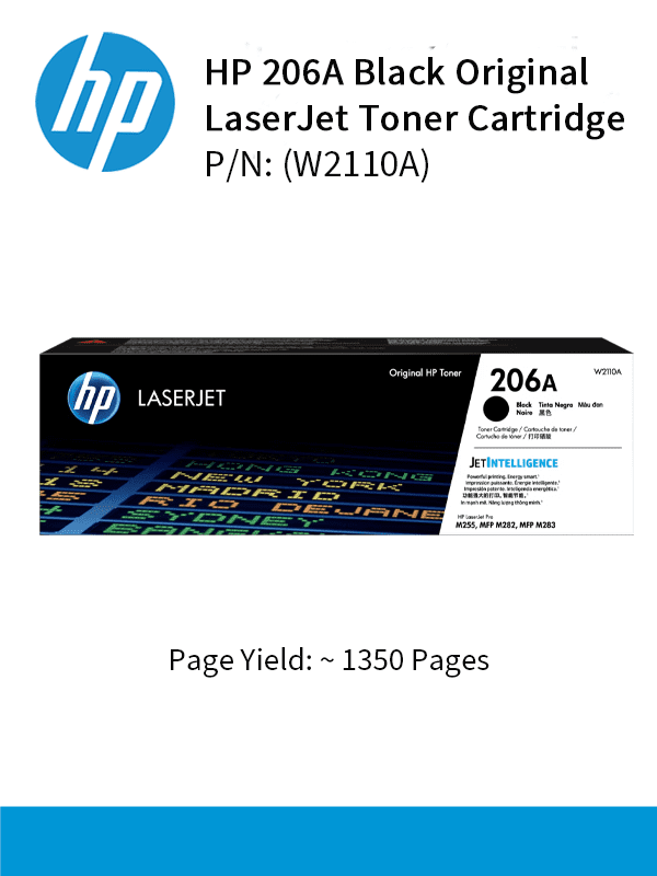 HP 206A Black laserJet Toner : 1350pgs : W2110A