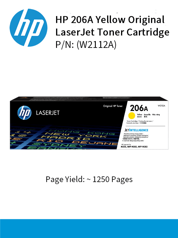 HP 206A Yellow LaserJet Toner : 1250pgs : W2112A