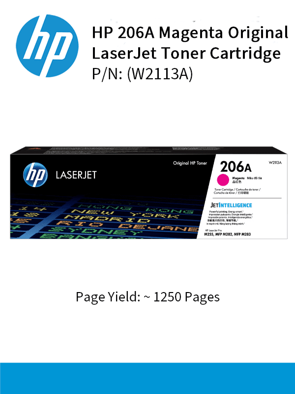 HP 206A Magenta laserJet Toner : 1250pgs : W2113A