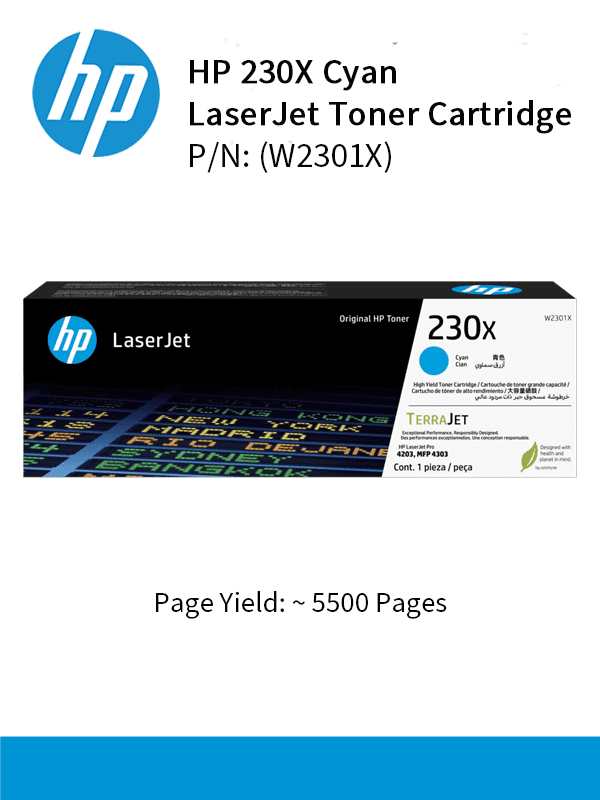 HP 230X High Yield Cyan 5500pgs W2301X