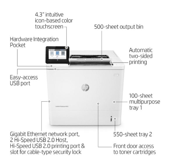 M612dn203.png HP LaserJet Enterprise M612dn (7PS86A) A4 Print only, Network, Duplex, 71ppm Black, 3 Yrs Warranty
