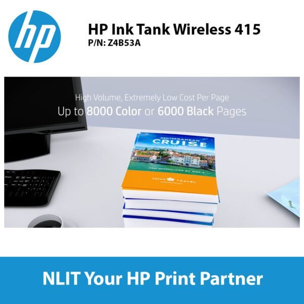 HP Smart Tank 750, A4 Color Print, Wireless, Scan, Copy, ADF, 15ppm black, 9 ppm Color, 2 Years Warranty, Bundled with 4 bottles Ink included 4 bottles of Ink (TNG)